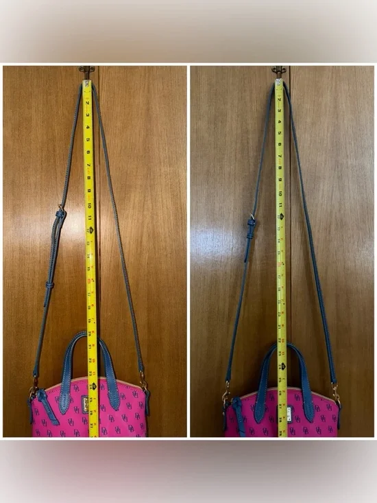 Dooney & Bourke Gretta Mini Top Handle Satchel - Pink Blue Crossbody DB Monogram - Picture 4 of 14